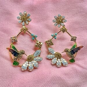 Kate Spade Colorful Hummingbird and Flower Crystal Bead Earrings
